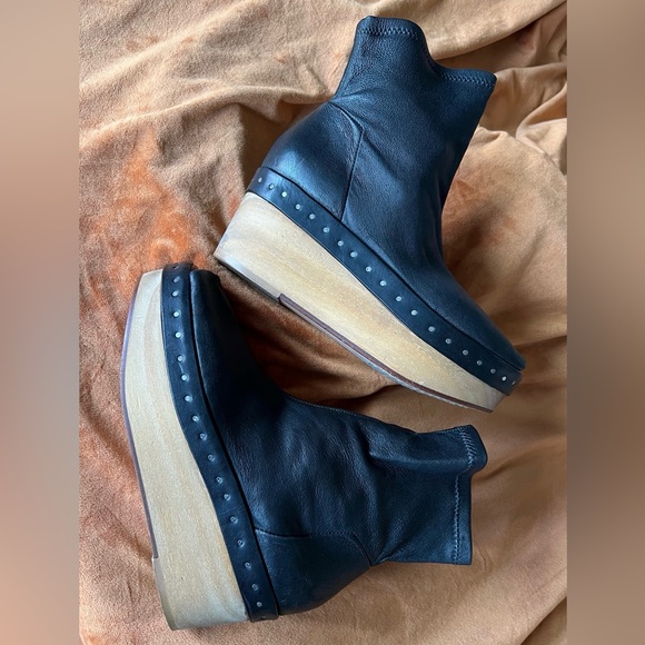 Rick Owens Sabot Studded Boots Stretch Leather Sock Booties Black - Main Image